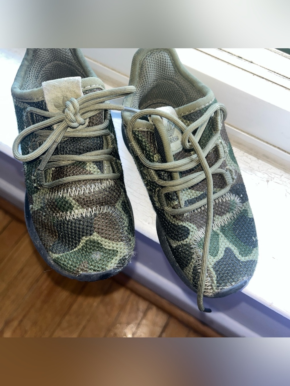 adidas Kids Camouflage Lace-Up Sneakers - Olive Green